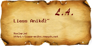 Liess Anikó névjegykártya